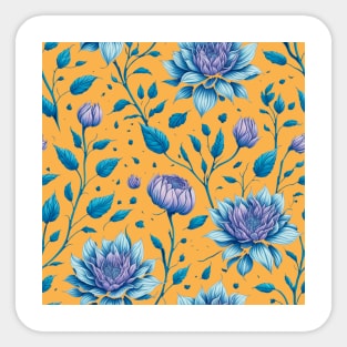 Pattern Blue Flowers Sticker